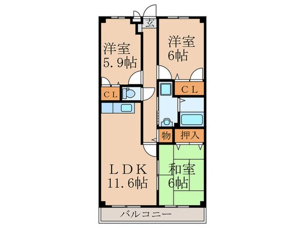 カーサ宮の前の物件間取画像